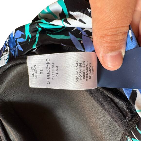 Swimsuits for All Size 16 Floral Tankini Top Halter Black Purple Blue Adjustable - Picture 7 of 8